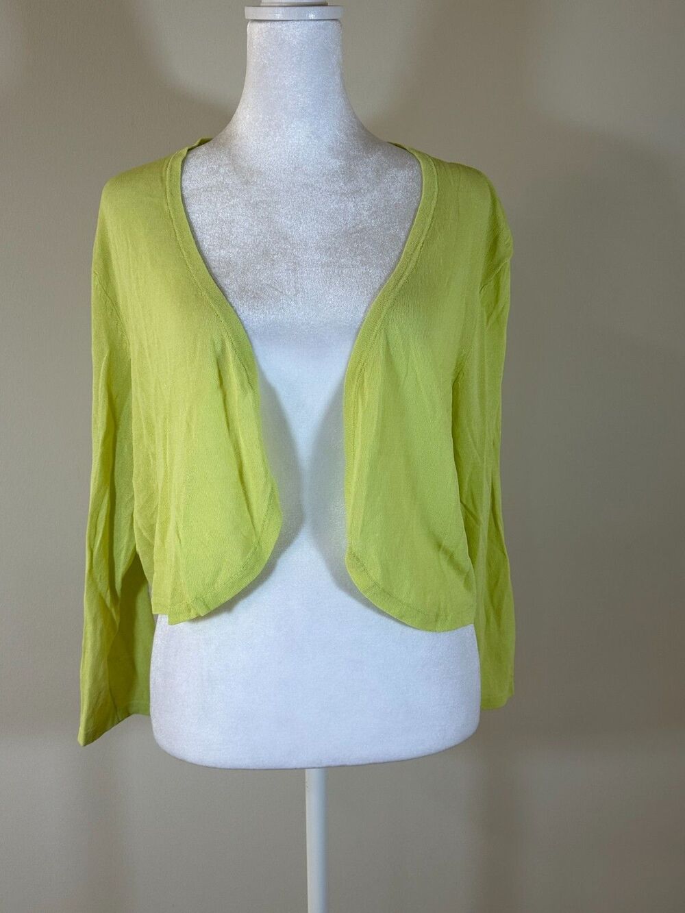 Soft Surroundings Rio Cropped Bolero Sweater Cardigan Size XL Bright Sun Yellow
